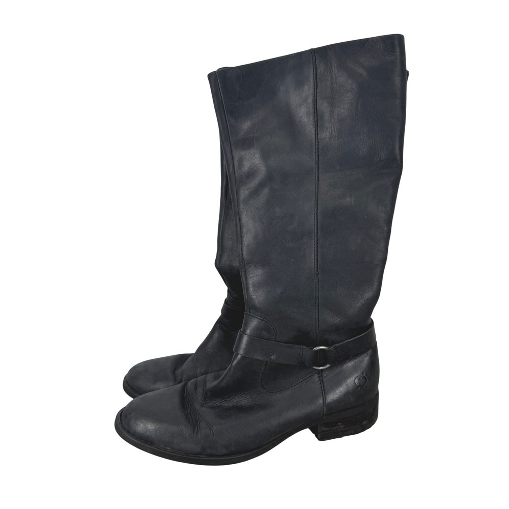 Born Women Black Leather Tall Riding Boots Harness Strap 10M Equestrian Heritage
